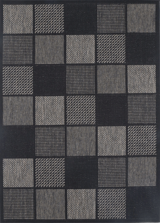 Sisalo Square Shape Patterned Ikat in Grey Rug