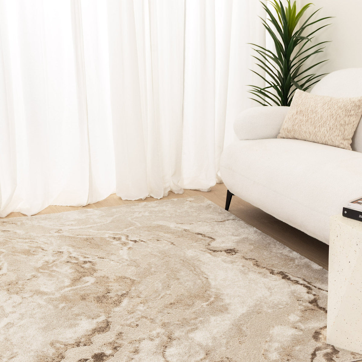 Edition Marble Astract in Beige Colour Rug