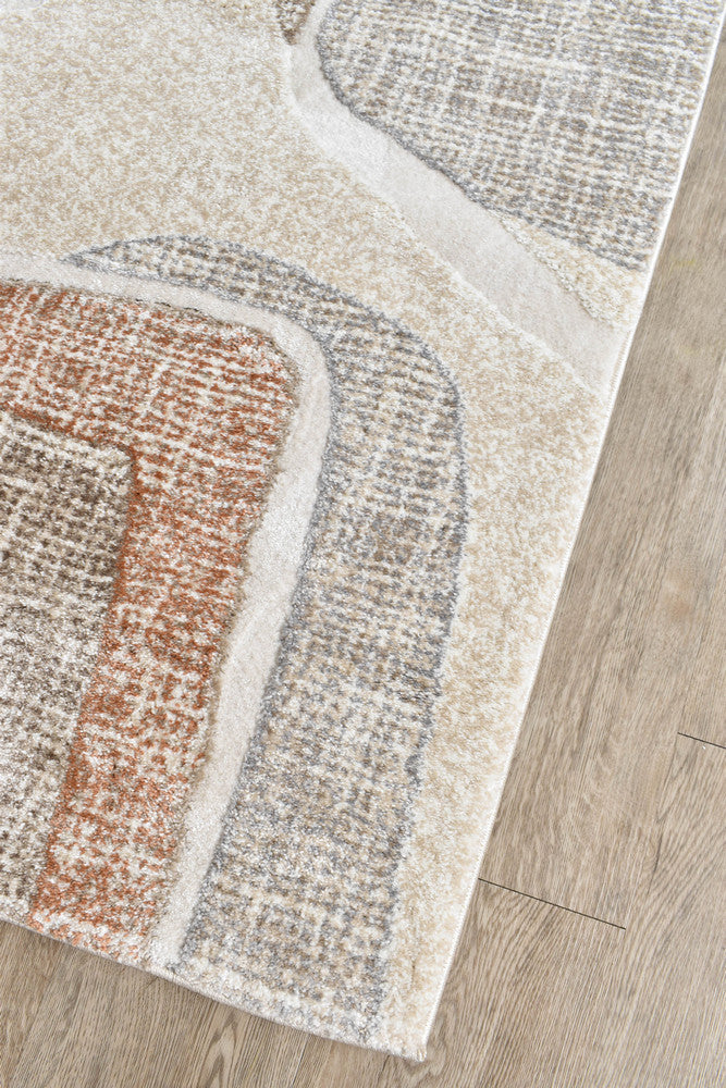 Sofia Urban Drift in Grey & Orange : Runner Rug