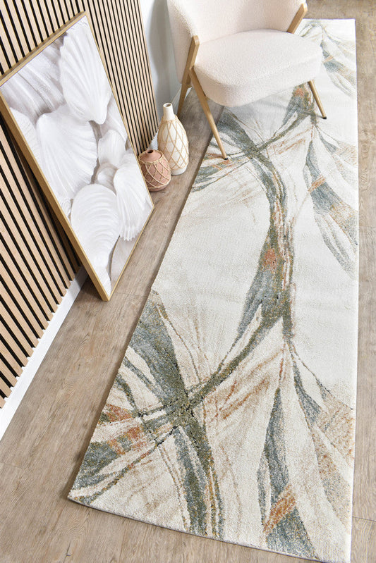 Sofia Emerald Beige & Cream : Runner Rug