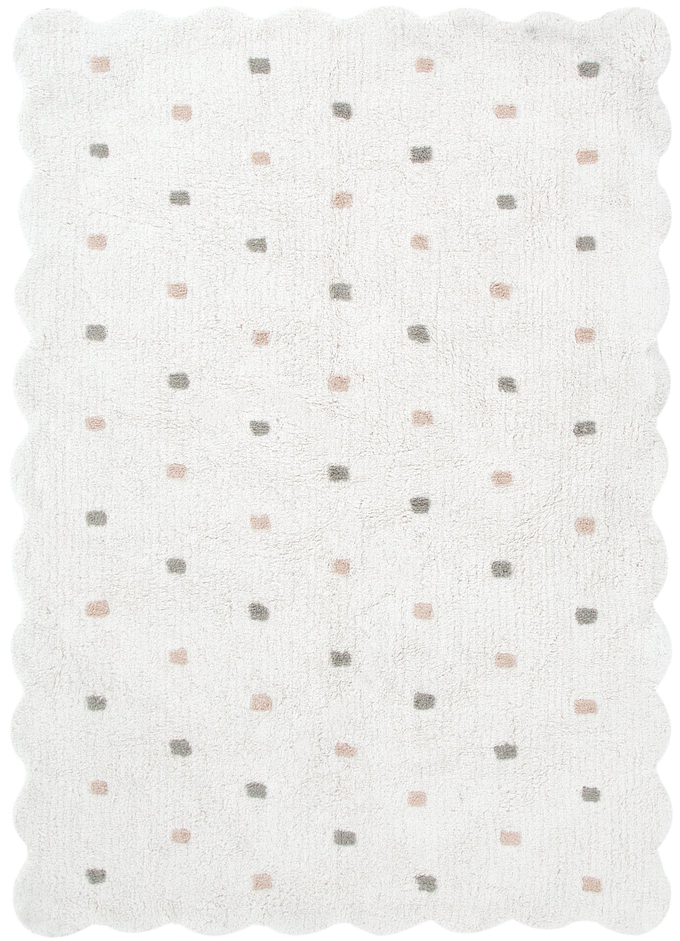 Mellow Scalloped Kids in White & Multi Rug