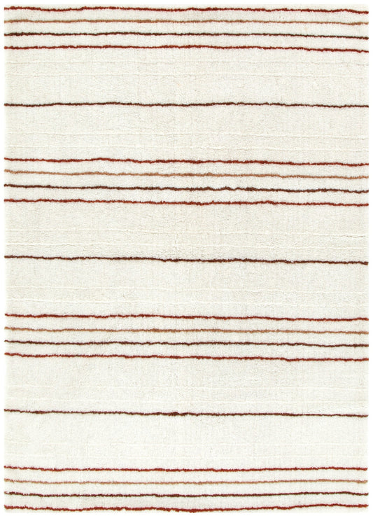 Highlands Terracotta Stripe Washable Wool Rug