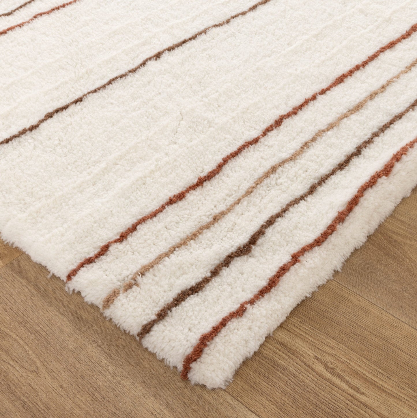 Highlands Terracotta Stripe Washable Wool Rug