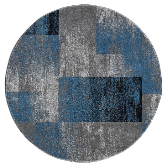 Slate in Blue Colour : Round Rug