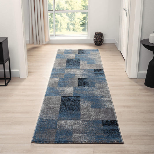 Slate in Blue Colour : Runner Rug