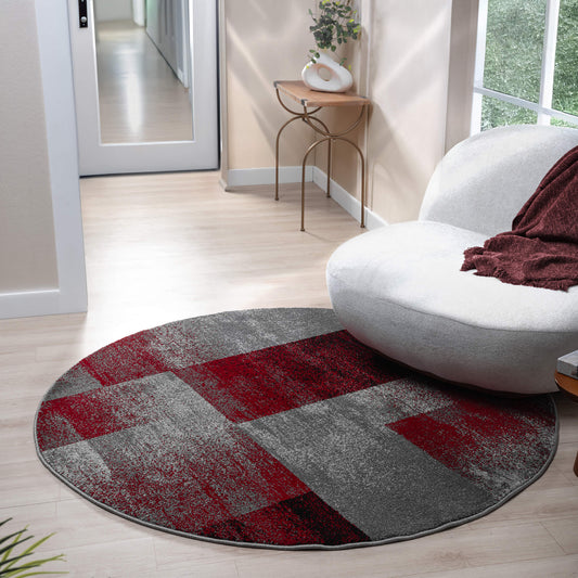 Slate in Red Colour : Round Rug