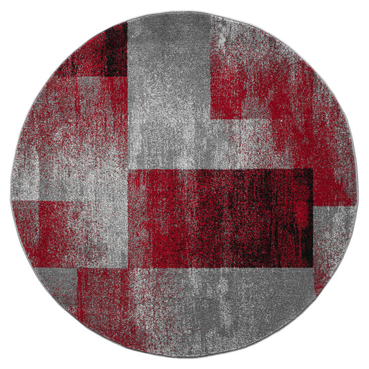 Slate in Red Colour : Round Rug