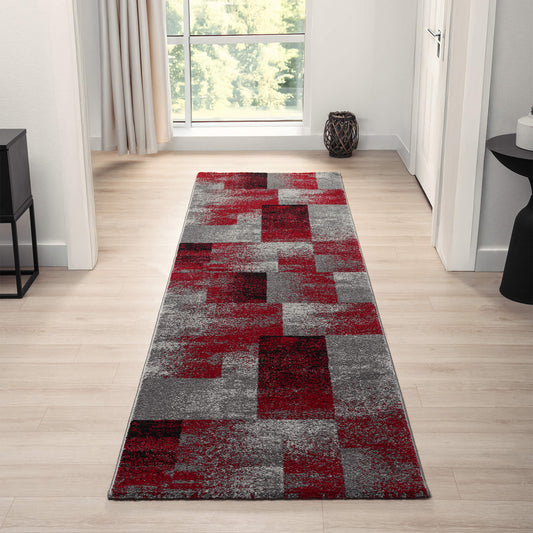 Slate in Red Colour : Runner Rug