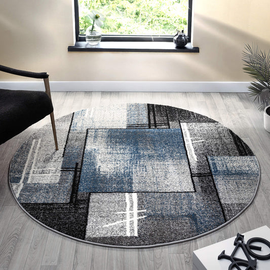 Slate in Blue Colour : Round Rug