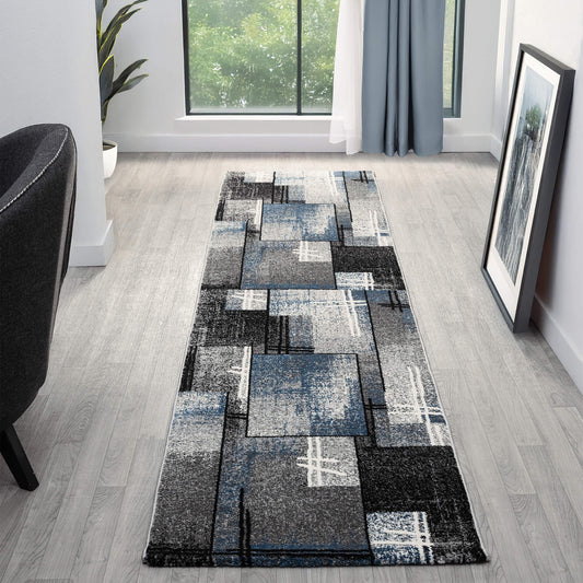 Slate in Blue Colour : Runner Rug