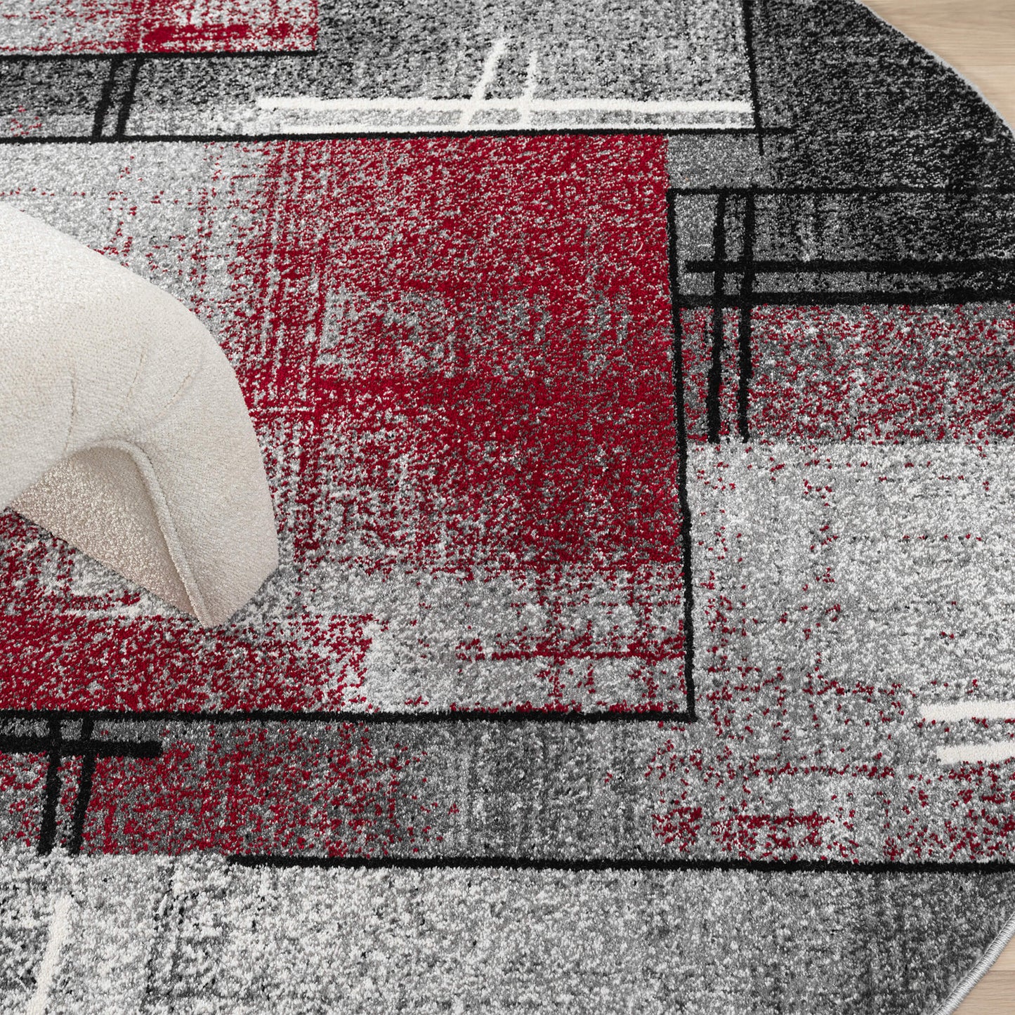 Slate in Red Colour : Round Rug