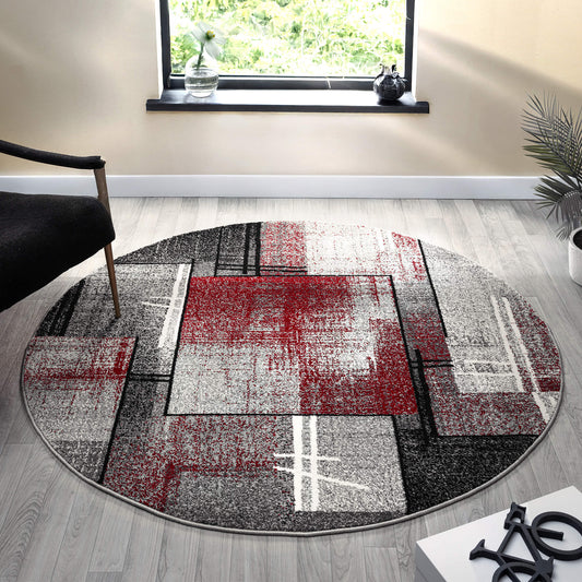 Slate in Red Colour : Round Rug
