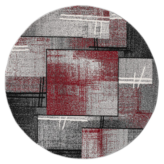 Slate in Red Colour : Round Rug