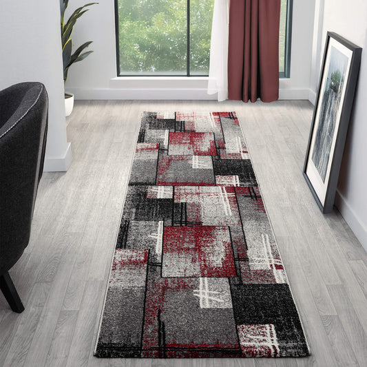 Slate in Red Colour : Runner Rug
