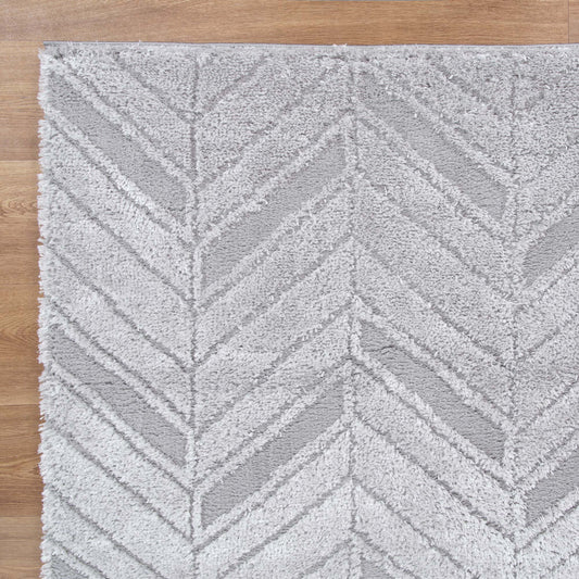 Tender Chevron Shag In Silver Rug