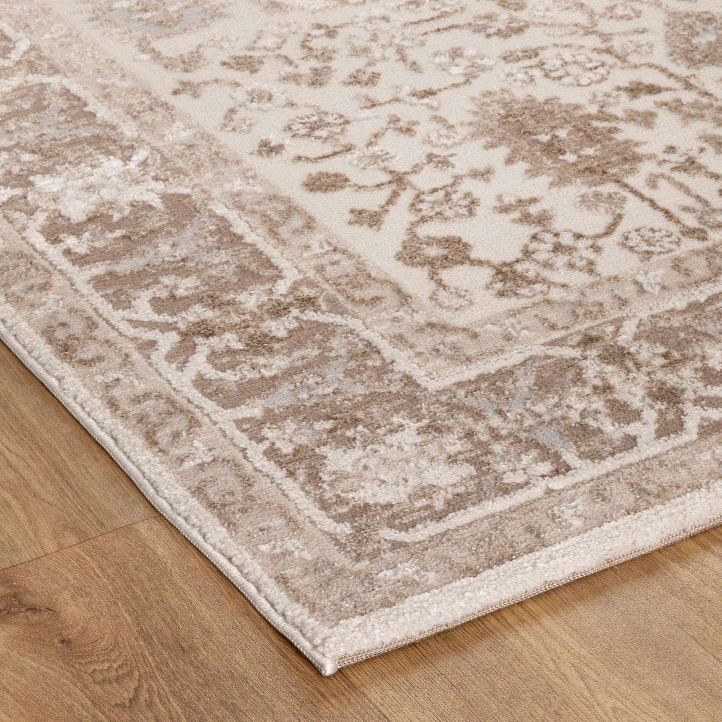 Sierra Oriental Border in Beige Rug
