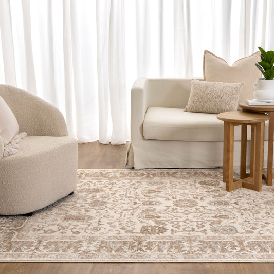 Sierra Oriental Border in Beige Rug