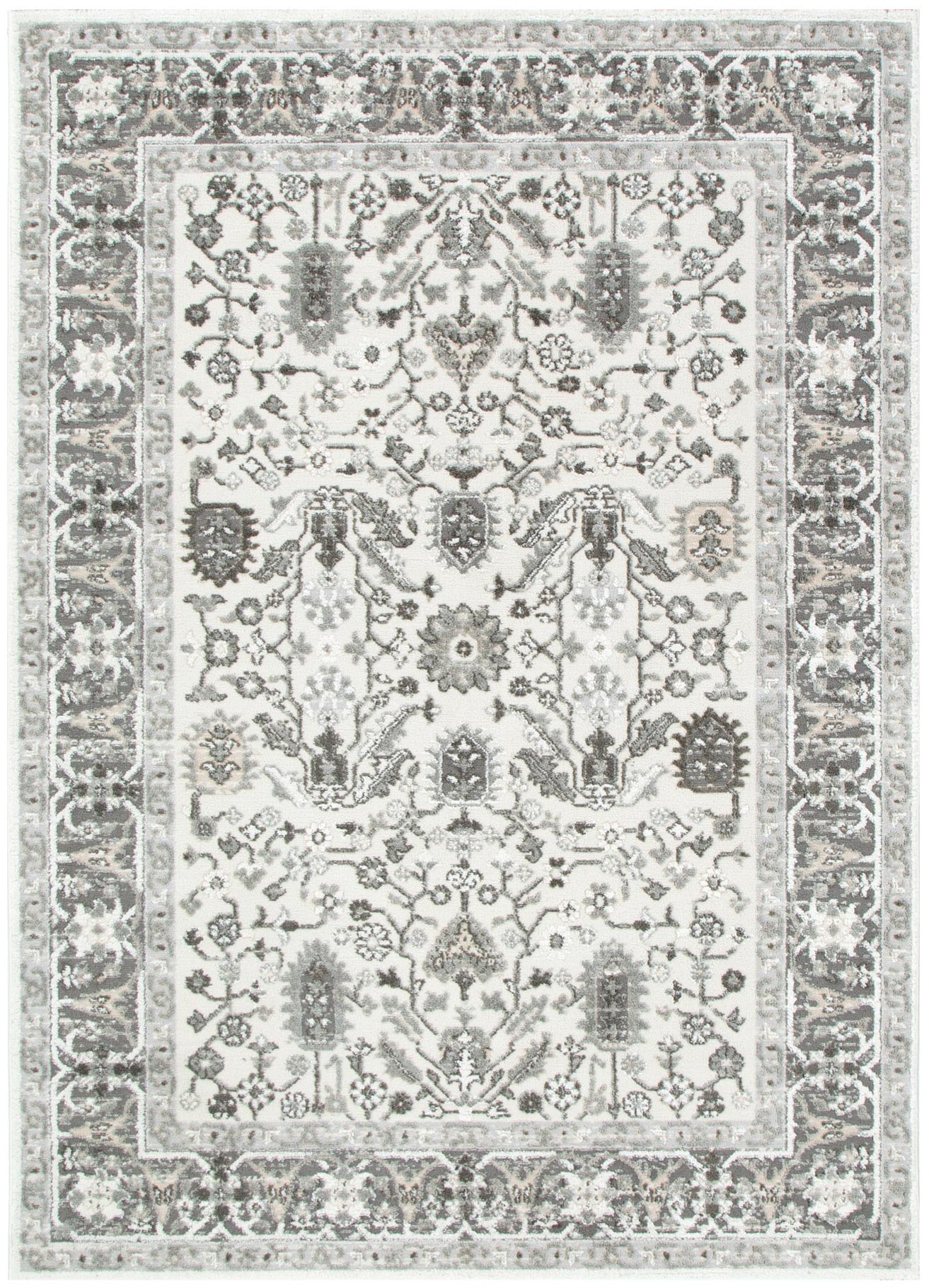 Sierra Oriental Border in Grey Rug