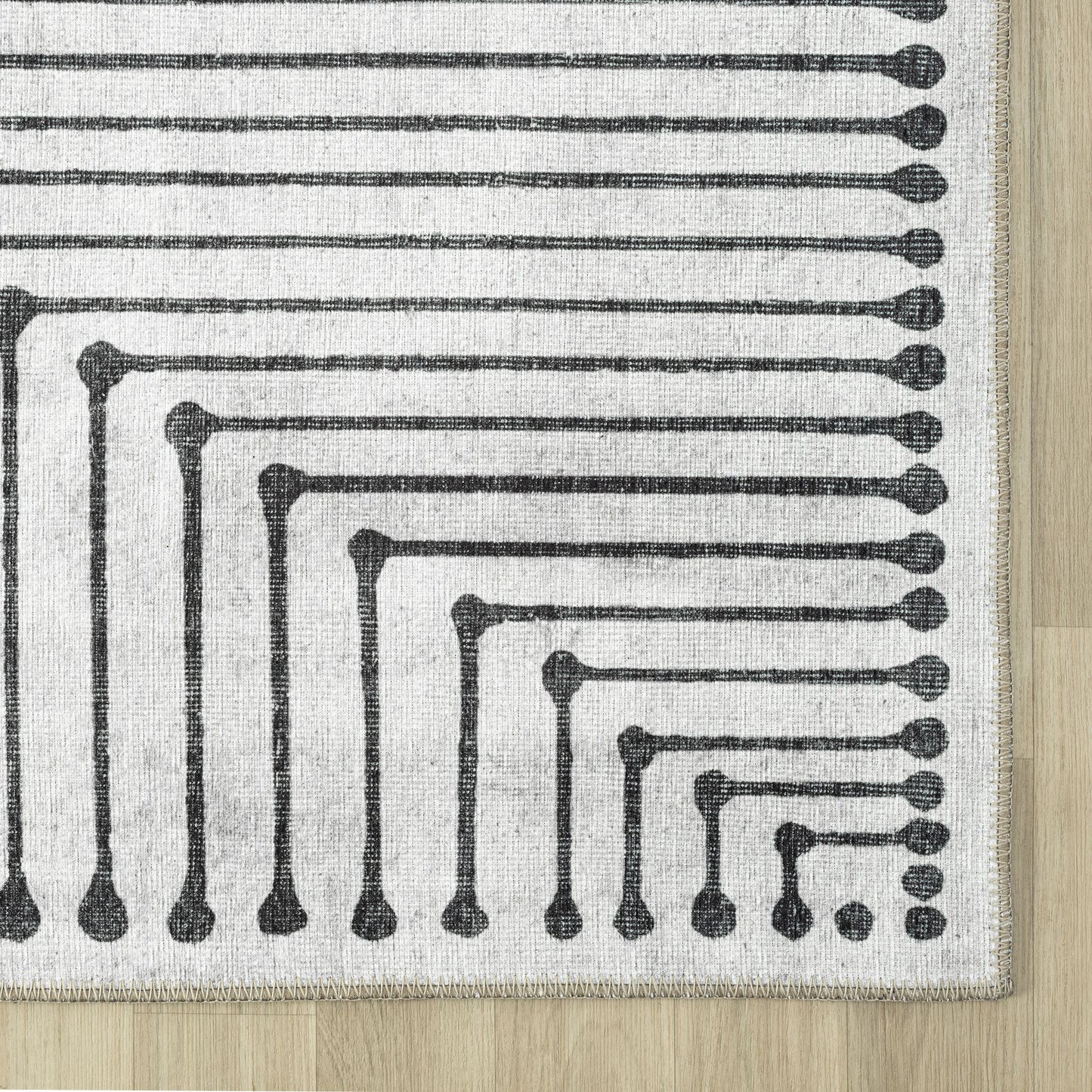 Vintage Stone in Black and White Colour : Runner Rug