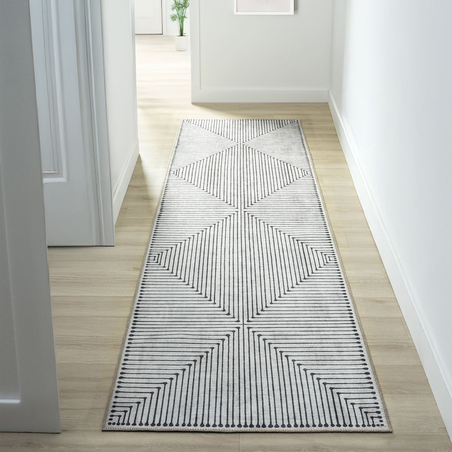 Vintage Stone in Black and White Colour : Runner Rug
