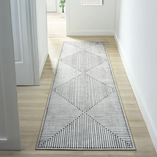 Vintage Stone in Black and White Colour : Runner Rug