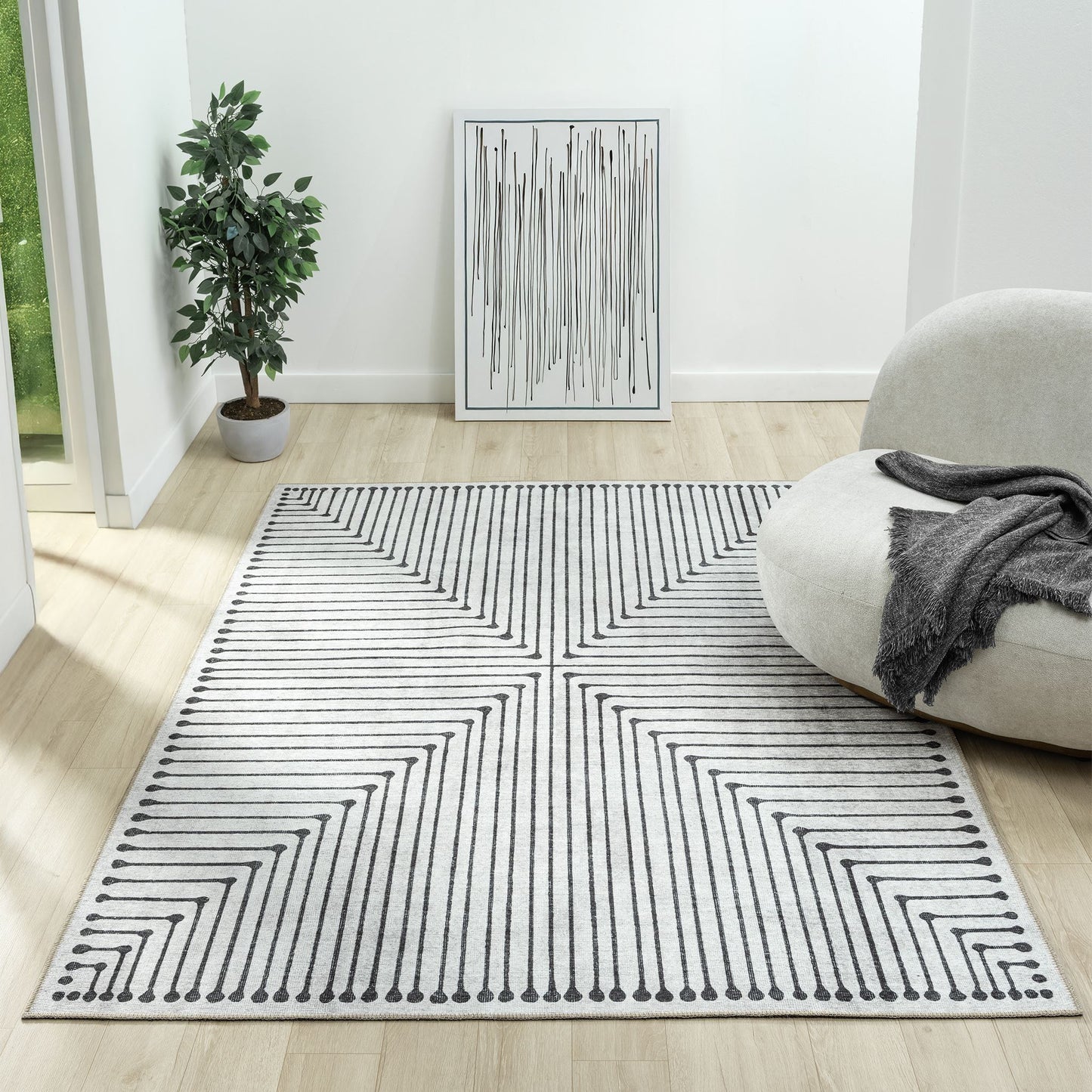 Vintage Stone in Black and White Colour Rug