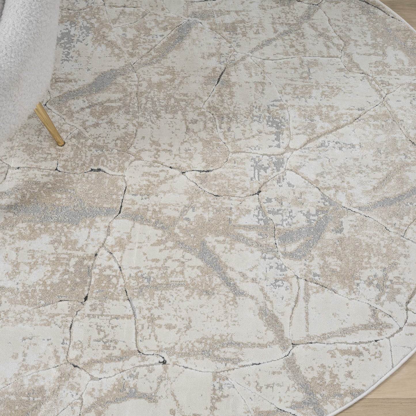 Weston Pebble in Cream Colour : Round Rug