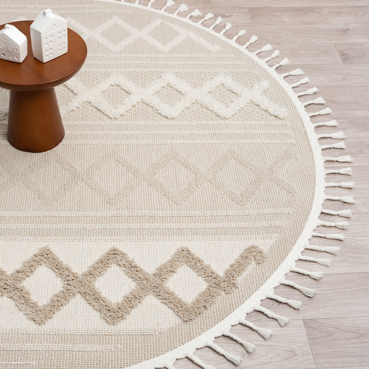 Cottage Rug Round Cottage 542 Fawn in Cream Round Rug – Cheapest Rugs Online