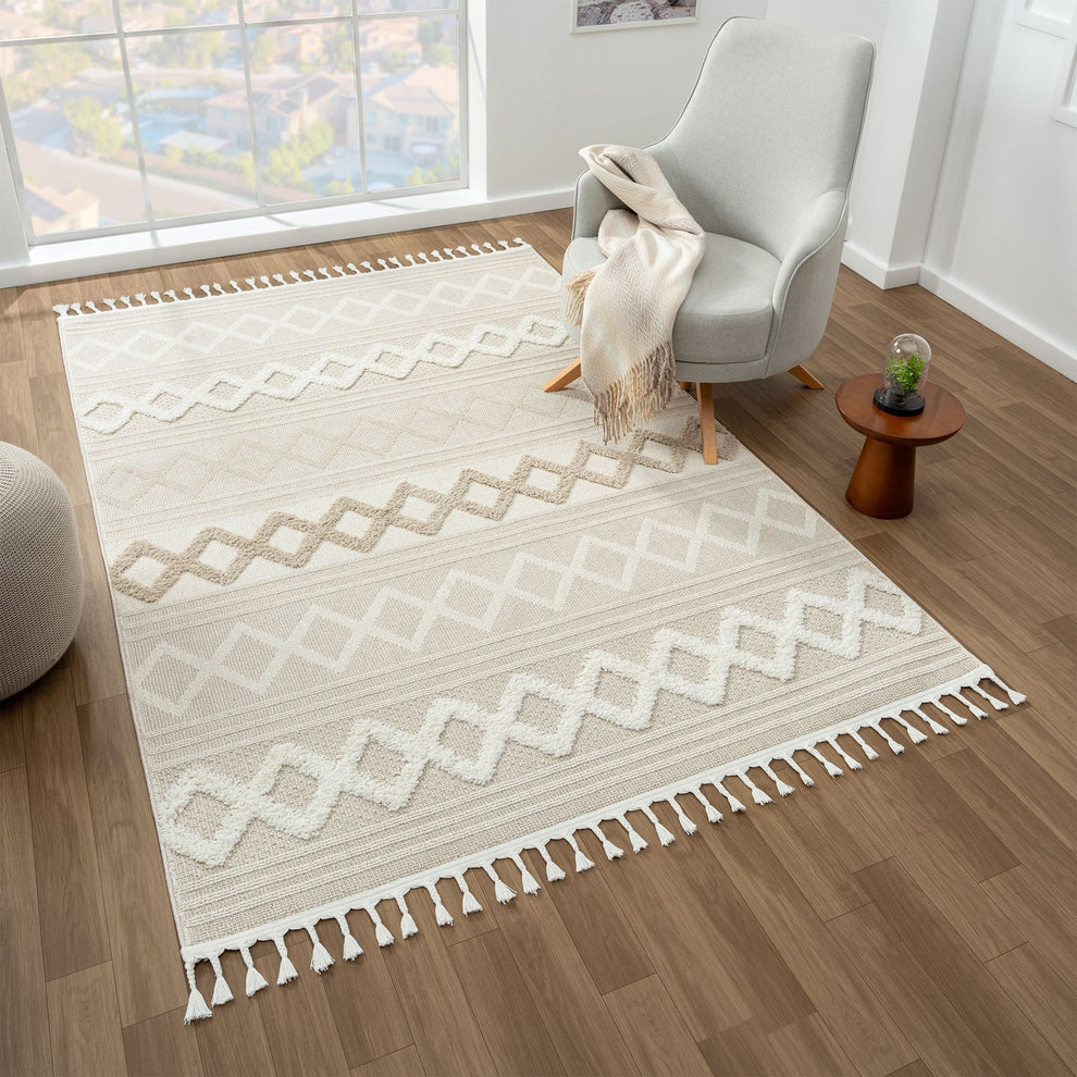 Cream Rough Rug Cottage 542 Fawn in Cream Rug – Cheapest Rugs Online
