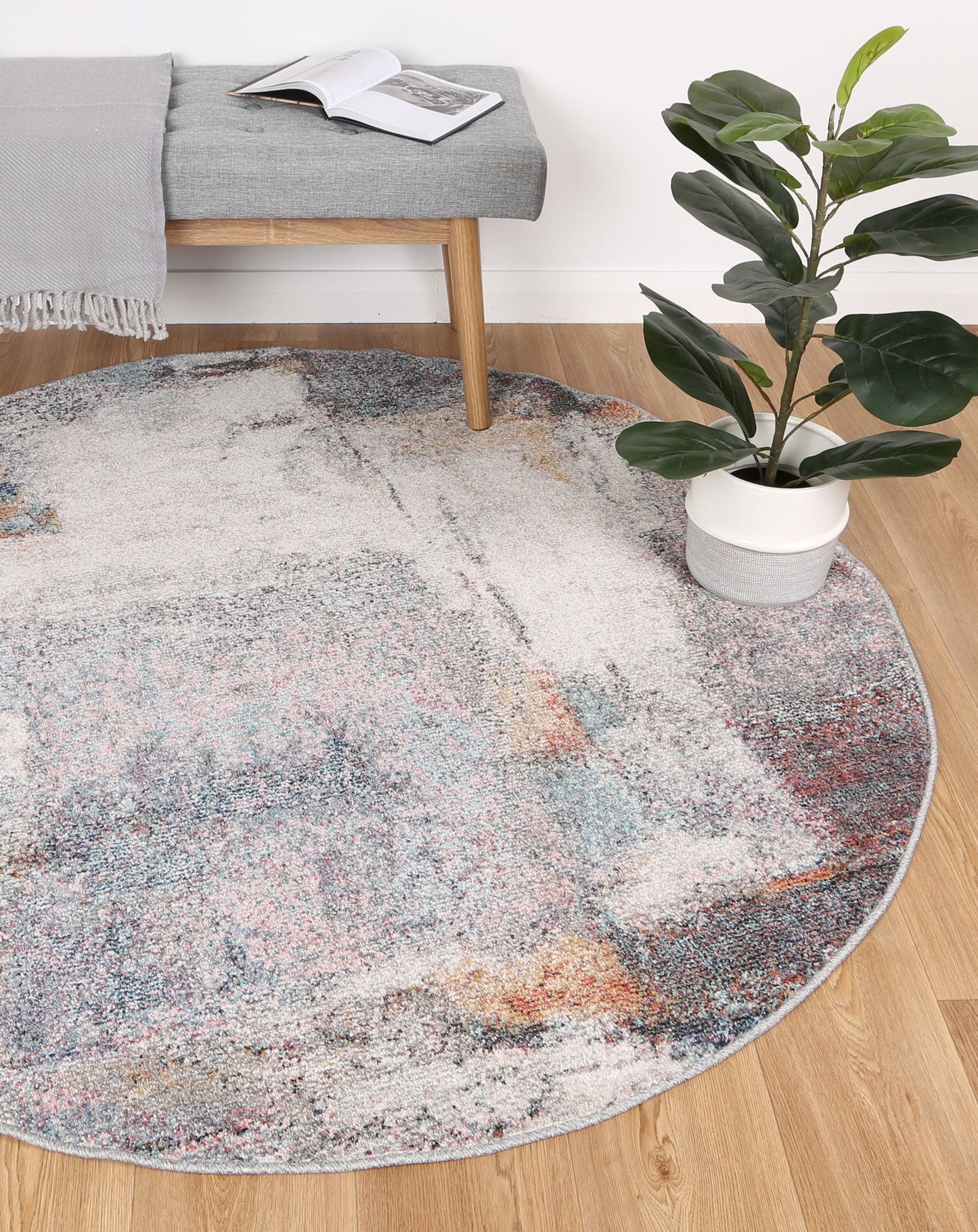 Salsa Aveza in Grey : Round Rug