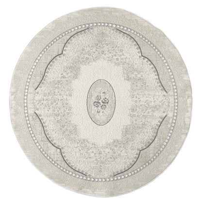 Amore Traditional in Grey : Round Rug
