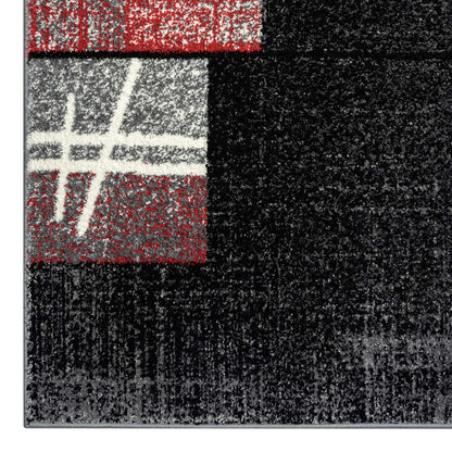 Triton Red & Charcoal Runner Rug