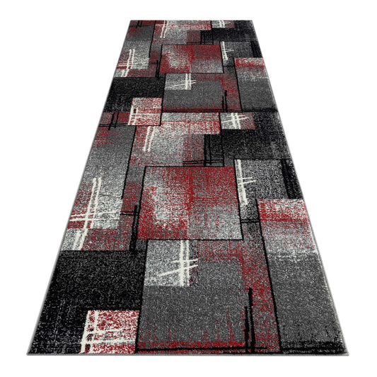 Triton Red & Charcoal Runner Rug