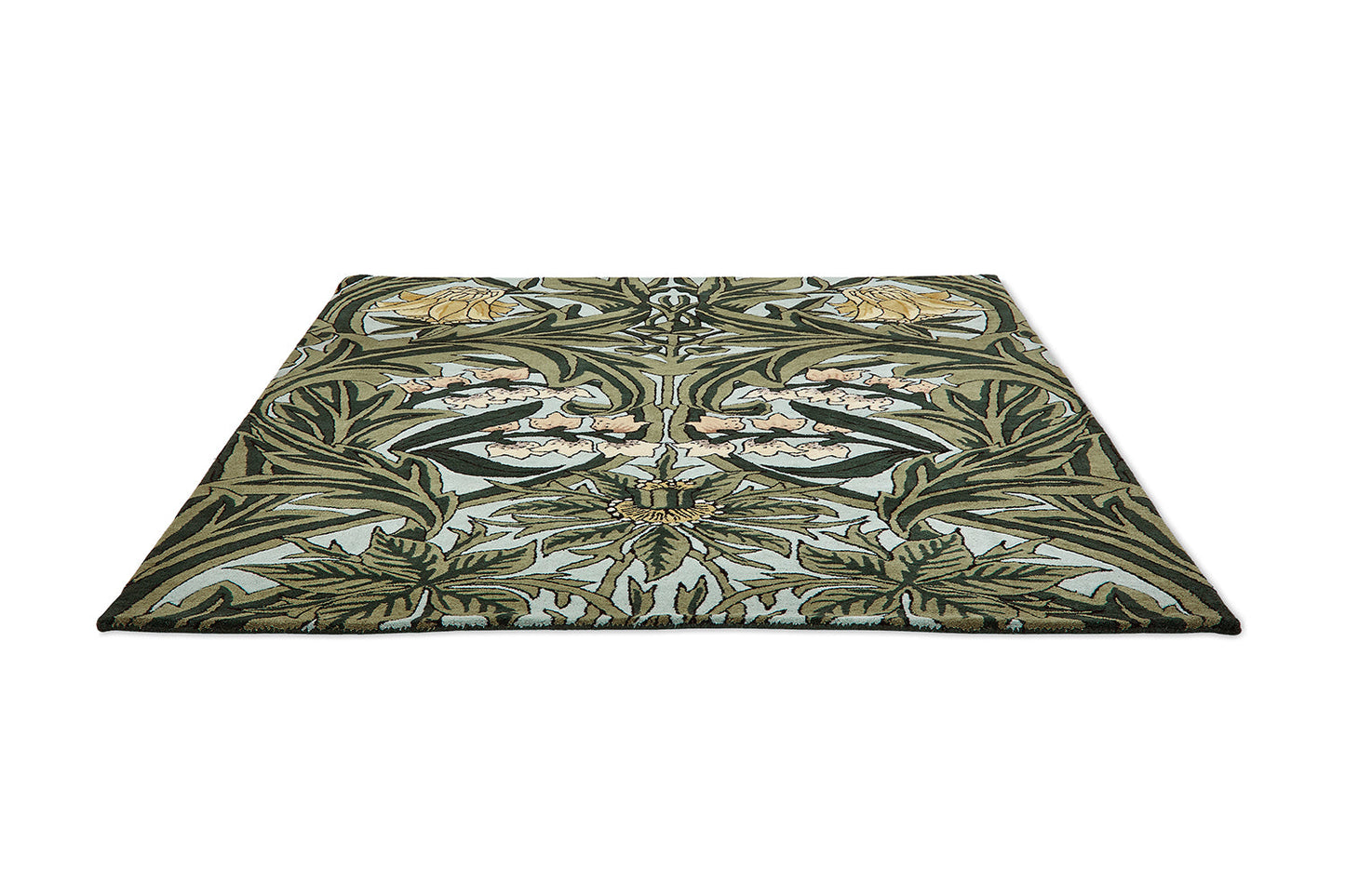 Morris & Co Bluebell Leafy 127607 In Arbour Green Rug
