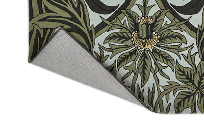 Morris & Co Bluebell Leafy 127607 In Arbour Green Rug