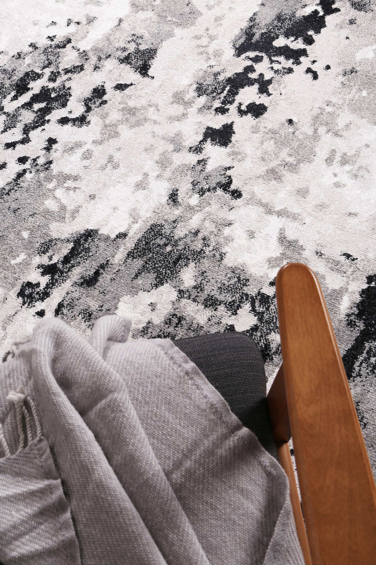 Fjord Abstract In Black & Grey Rug
