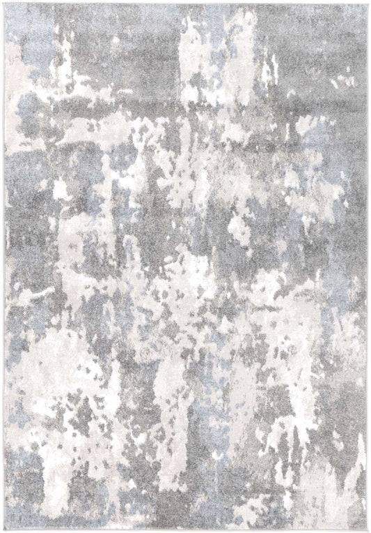 Fjord Abstract In Grey & Blue Rug