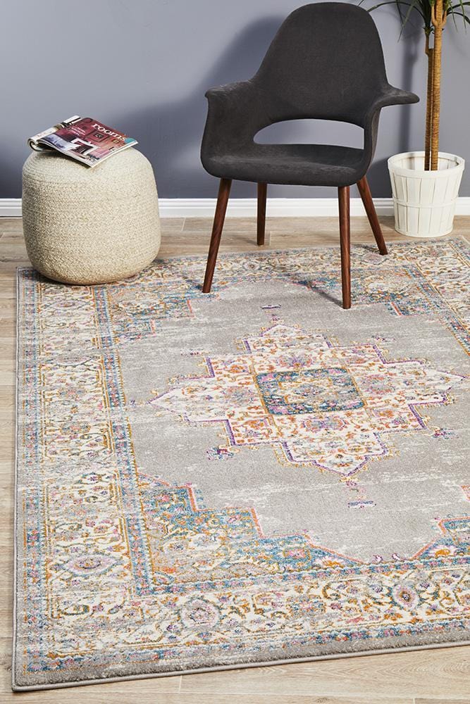 Babylon in Grey and Multi Coloured Rug