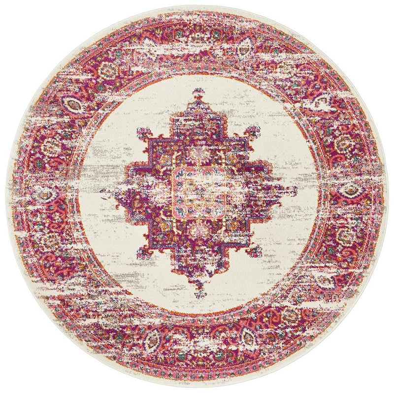 Babylon Faded in Pink : Round Rug