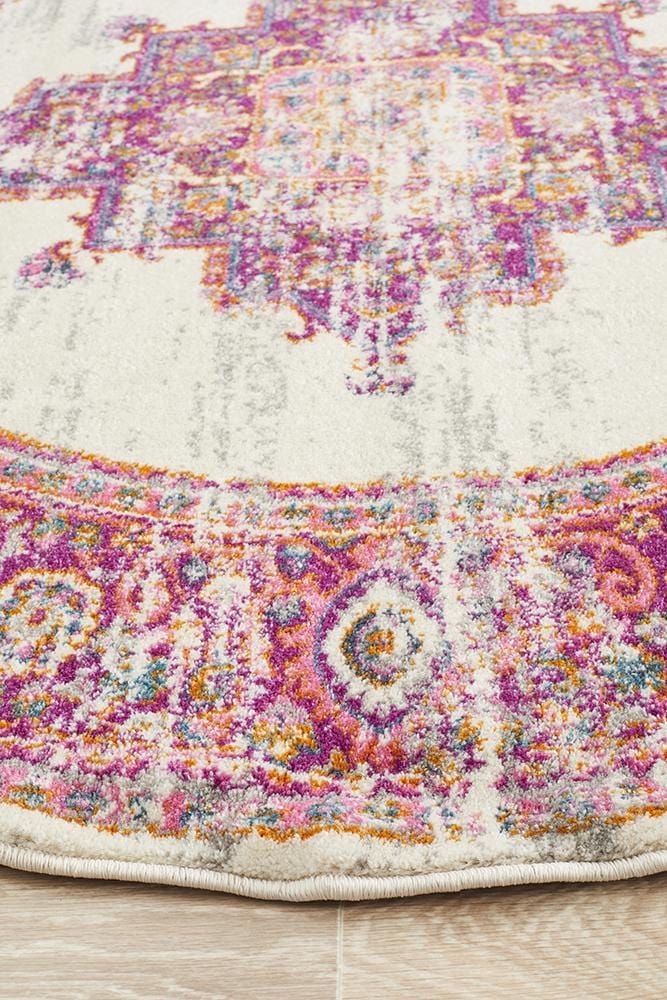 Babylon Faded in Pink : Round Rug