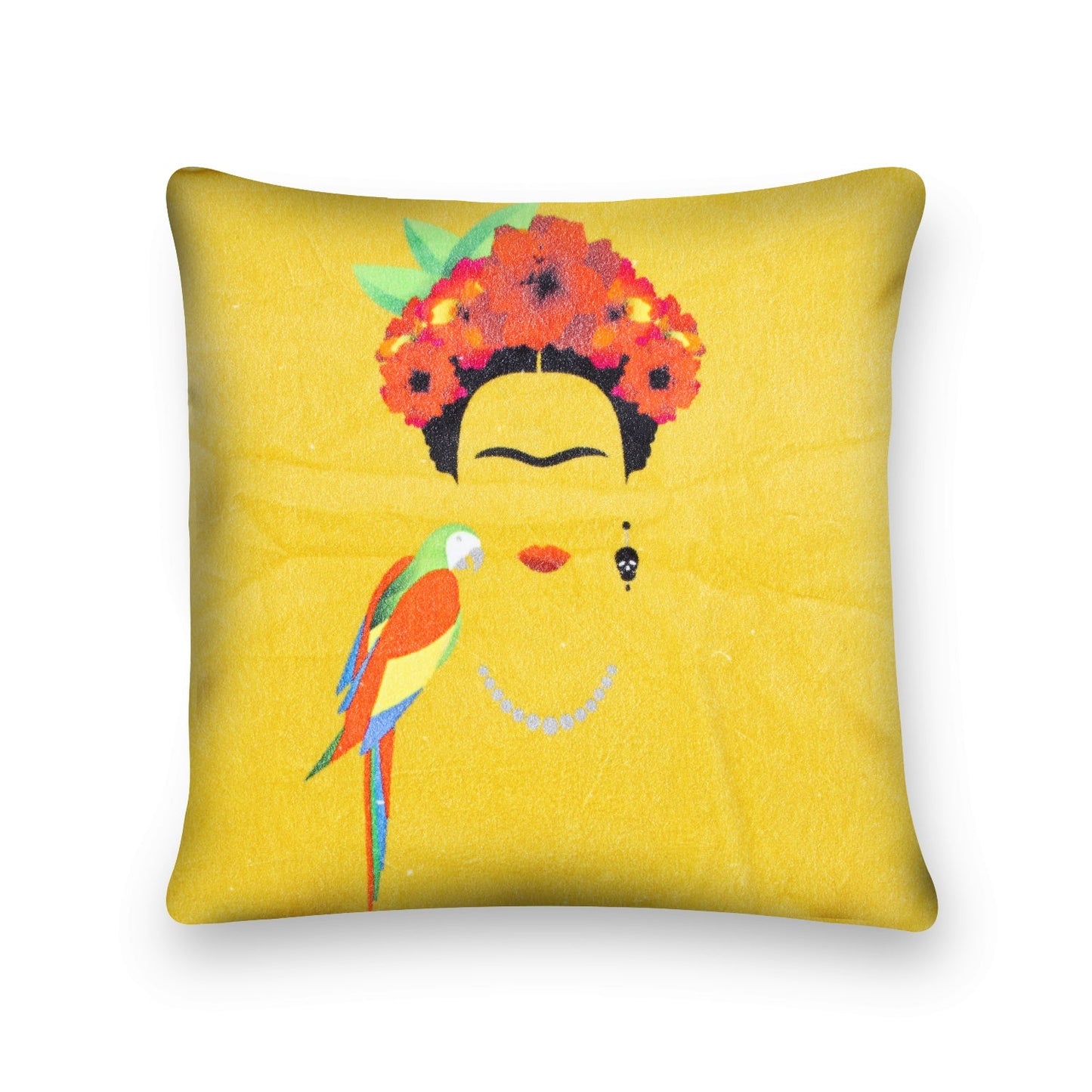 Frida's Dreamscape 100% Cotton Velvet Yellow In Cushion Cover