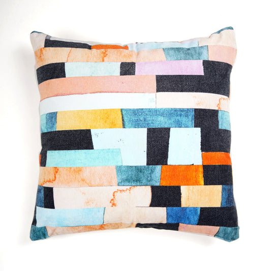 Colorful Collage 100% Cotton Velvet Multicolour In Cushion Cover