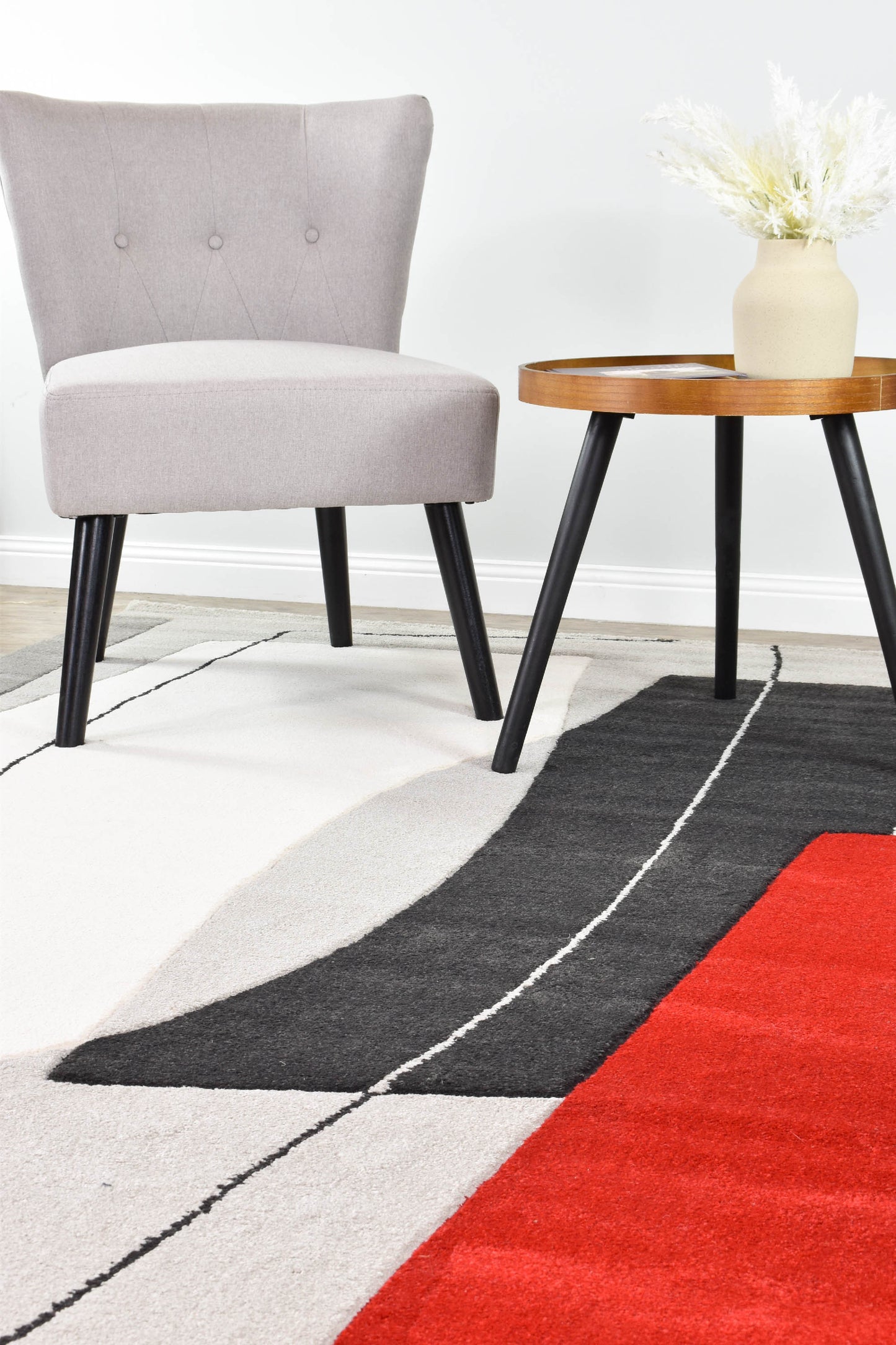 Aria in Grey & Red Rug
