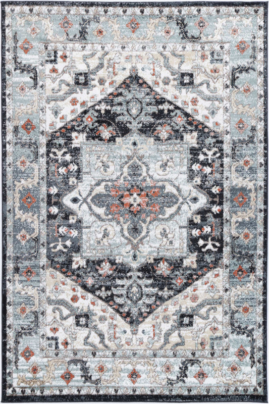 Estate Traditional Rug In Blue & Charcoal