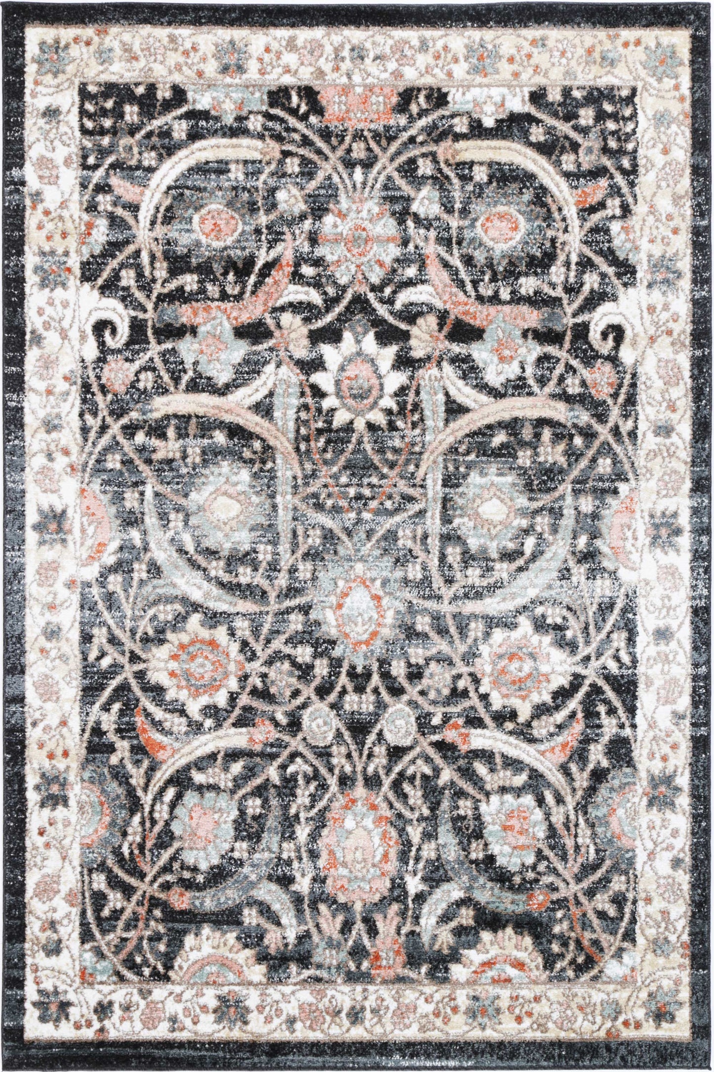 Estate Traditional Rug In Charcoal & Cream