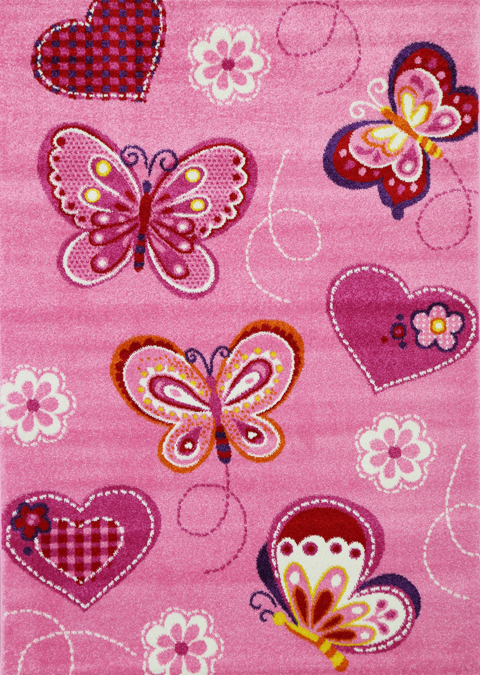 Happy Hands Kids Beautiful Butterflies In Pink Rug