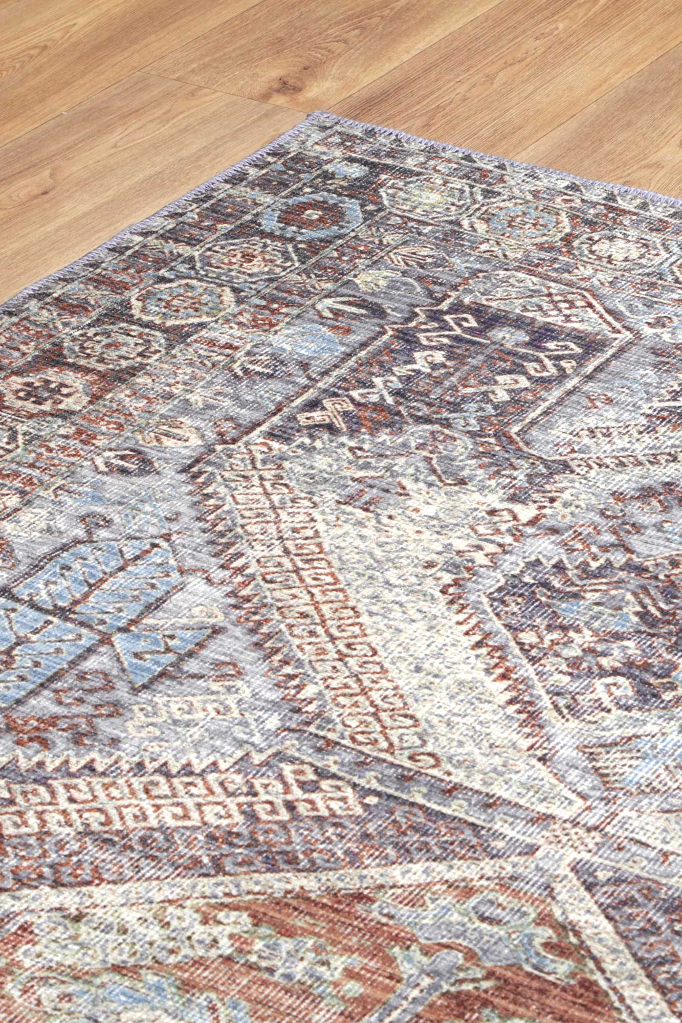 Le Grand Louvre In Grey & Blue Rug