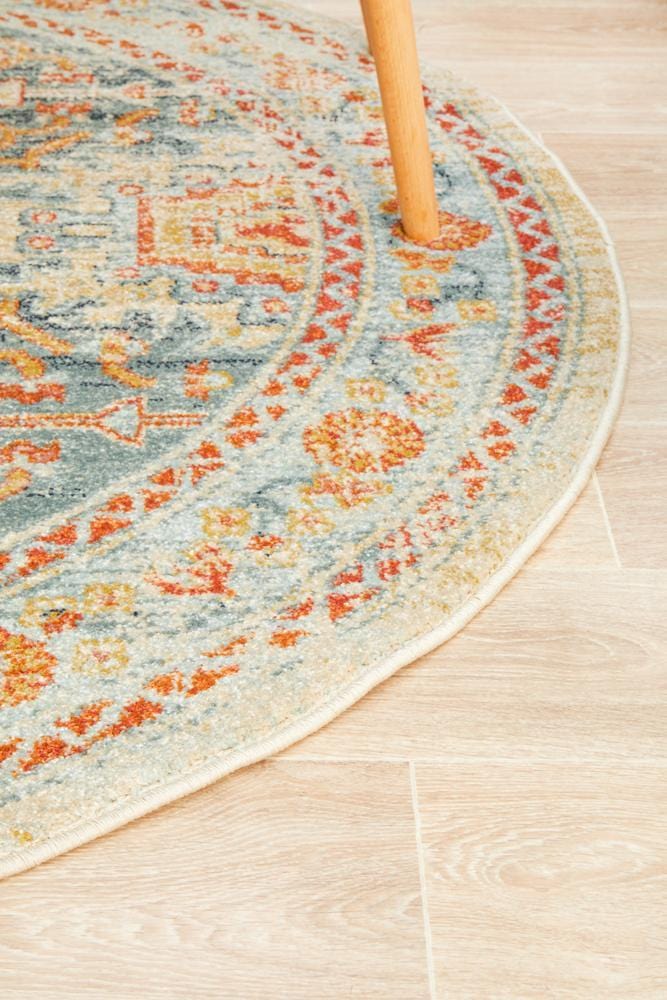 Round Blue And Multi Legacy Rug