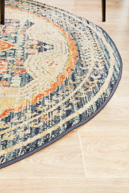Round Legacy Rug In Navy & Copper
