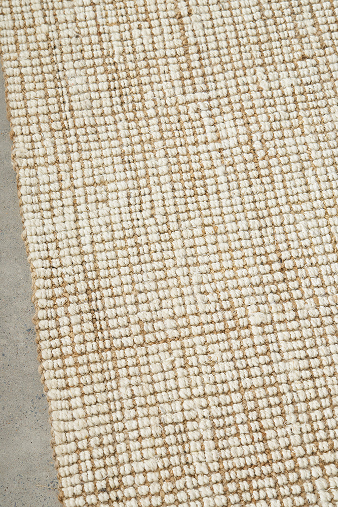 Madras Marlo In White & Beige : Runner Rug